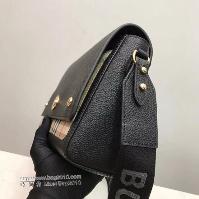 Burberry專櫃新款包包 巴寶莉Vintage布格紋拼皮革Note斜背包  db1236